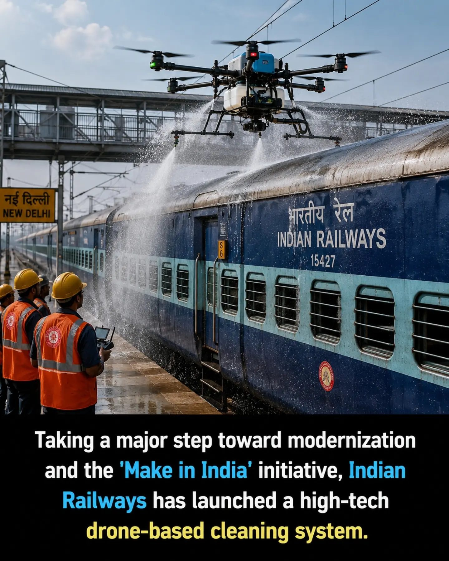 Indian Railways' Drone Cleaning Innovates Train Maintenance