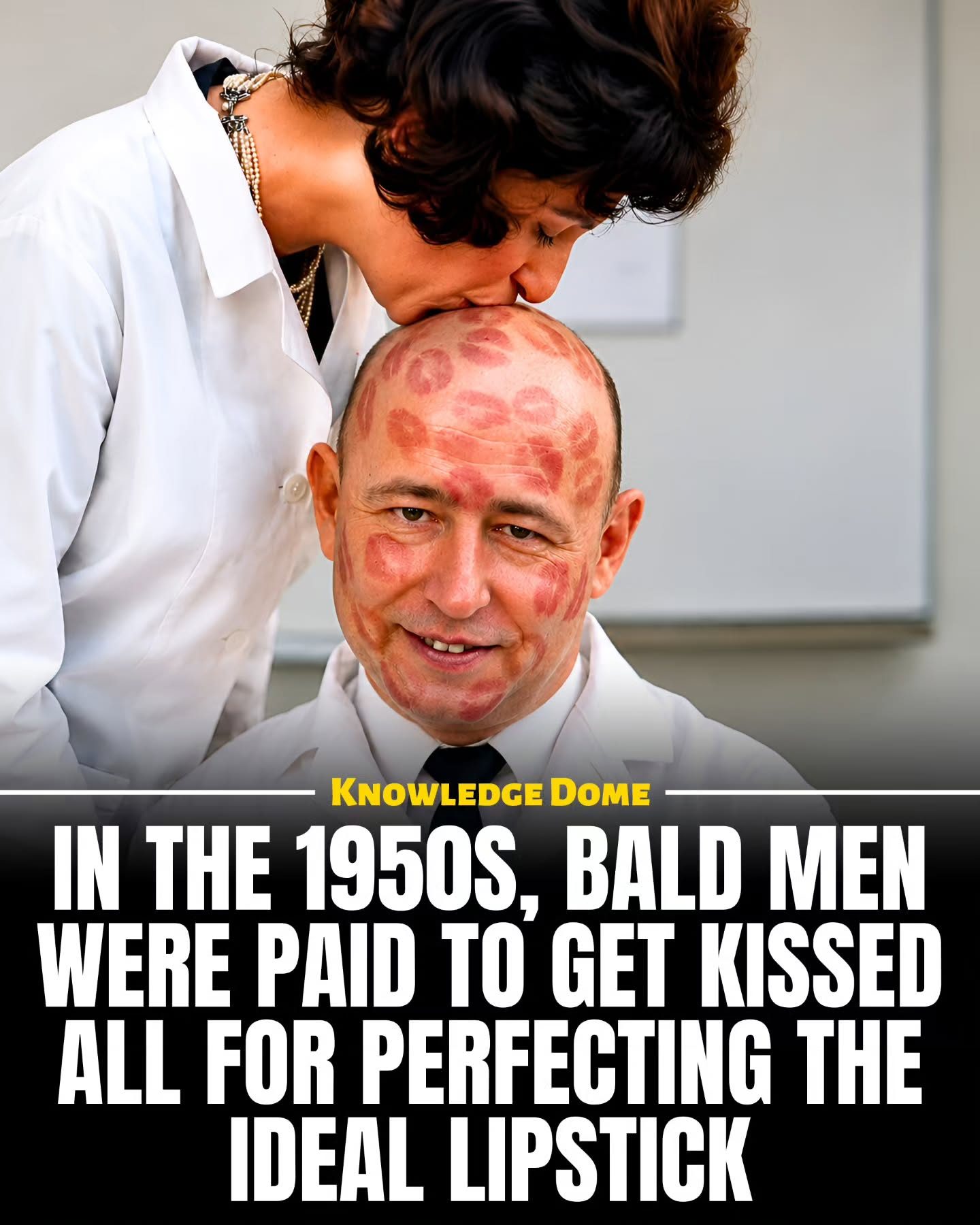 Bald Men Used as Lipstick Testers in the 1950s