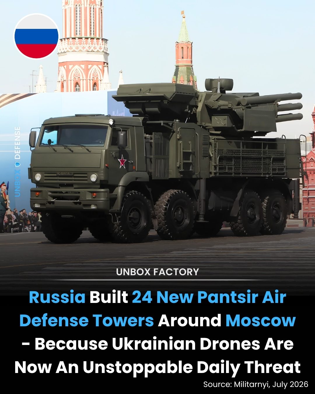 Russia's New Drone Defense: 24 Pantsir-S1 Towers Around Moscow