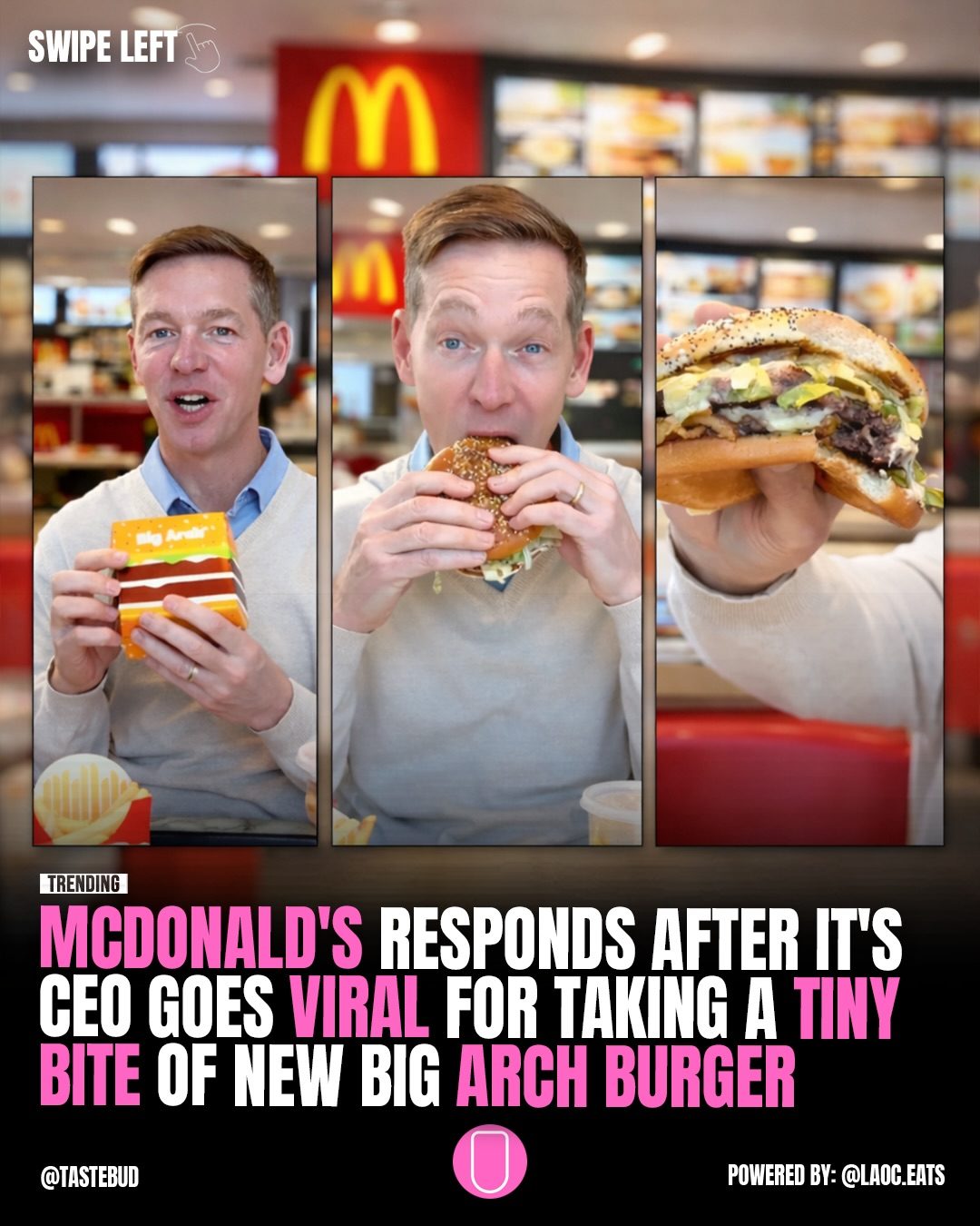 McDonald's CEO's Tiny Bite of Big Arch Burger Goes Viral