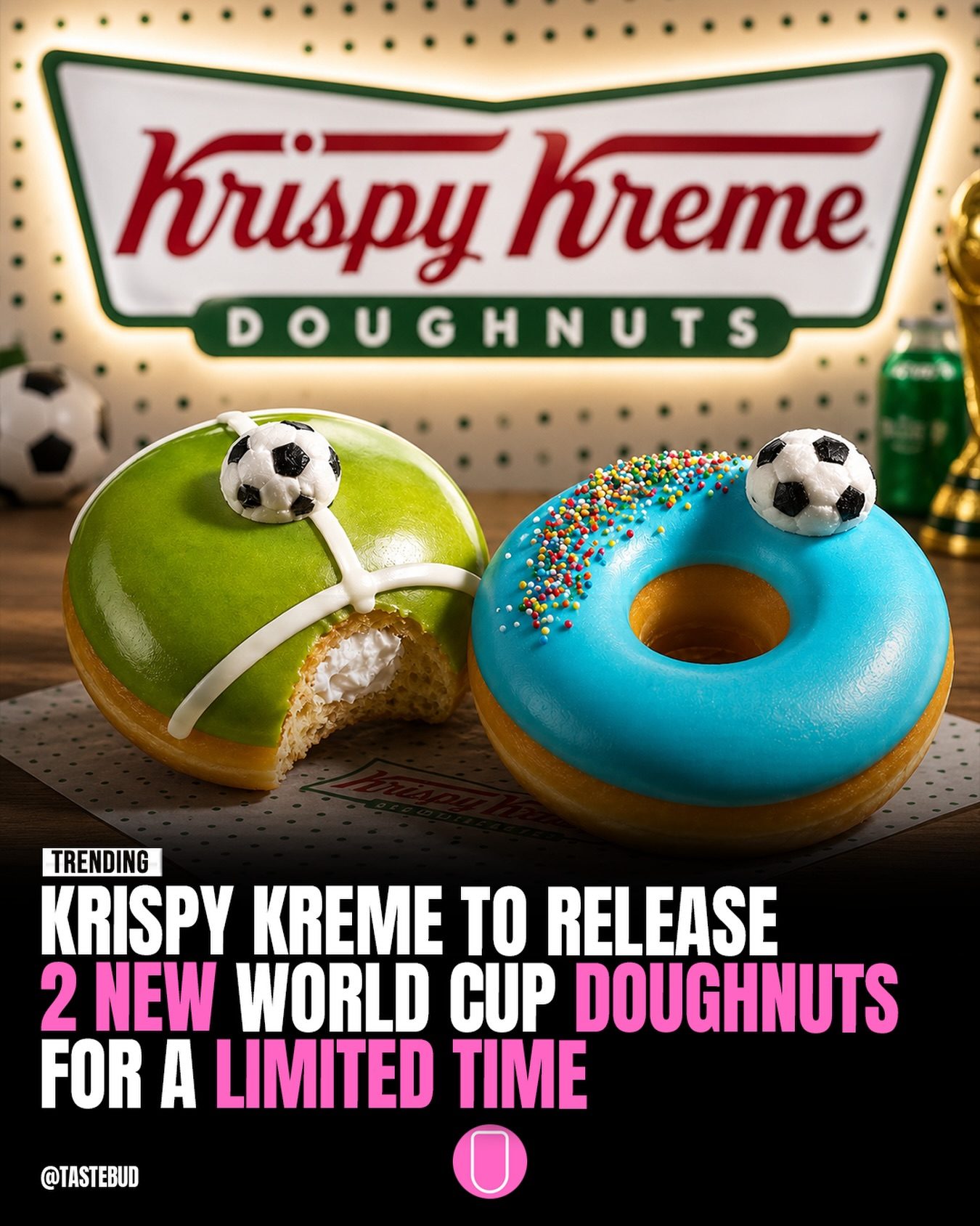 Krispy Kreme's FIFA World Cup Dozen: limited-time soccer-themed doughnuts.