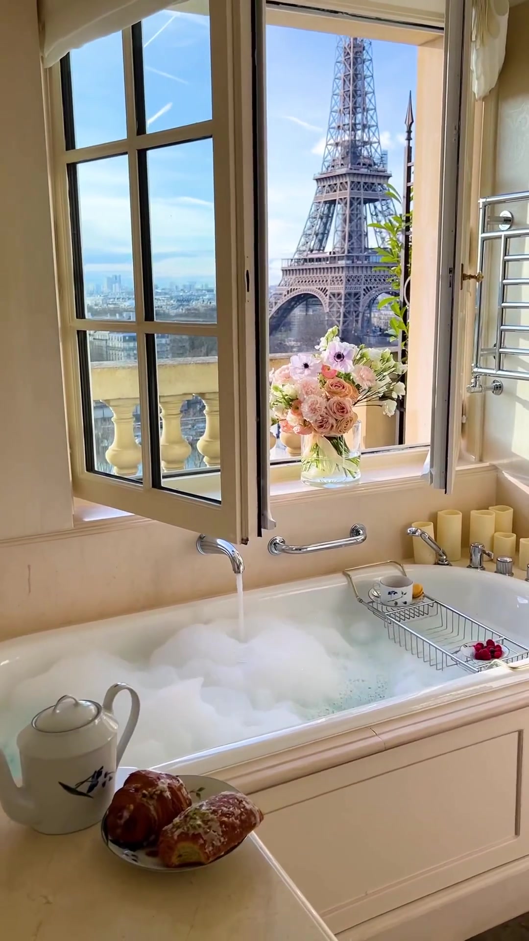 Parisian Palace Bathtub with Eiffel Tower View