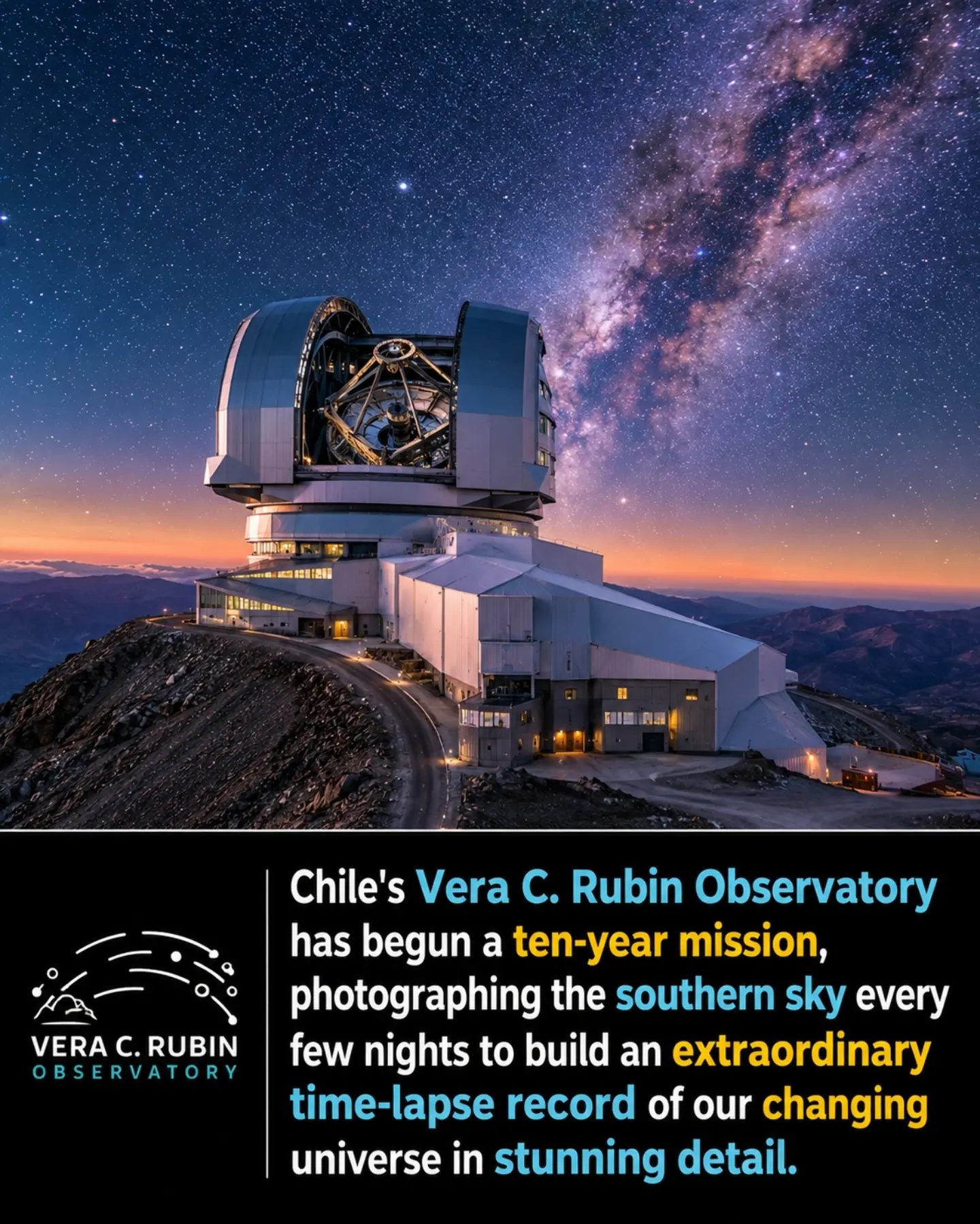 **Vera C. Rubin Observatory: A Decade of Cosmic Time-Lapse Photography**