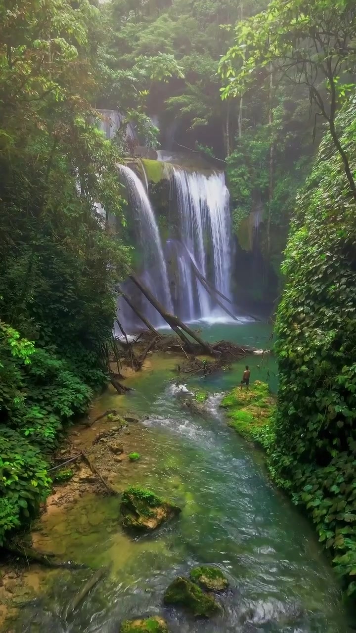 Breathtaking Waterfall in Lush Green Surroundings