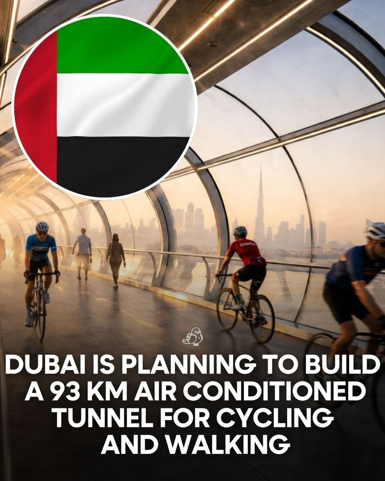 Dubai's 93km Air-Conditioned Tunnel for Cycling and Walking