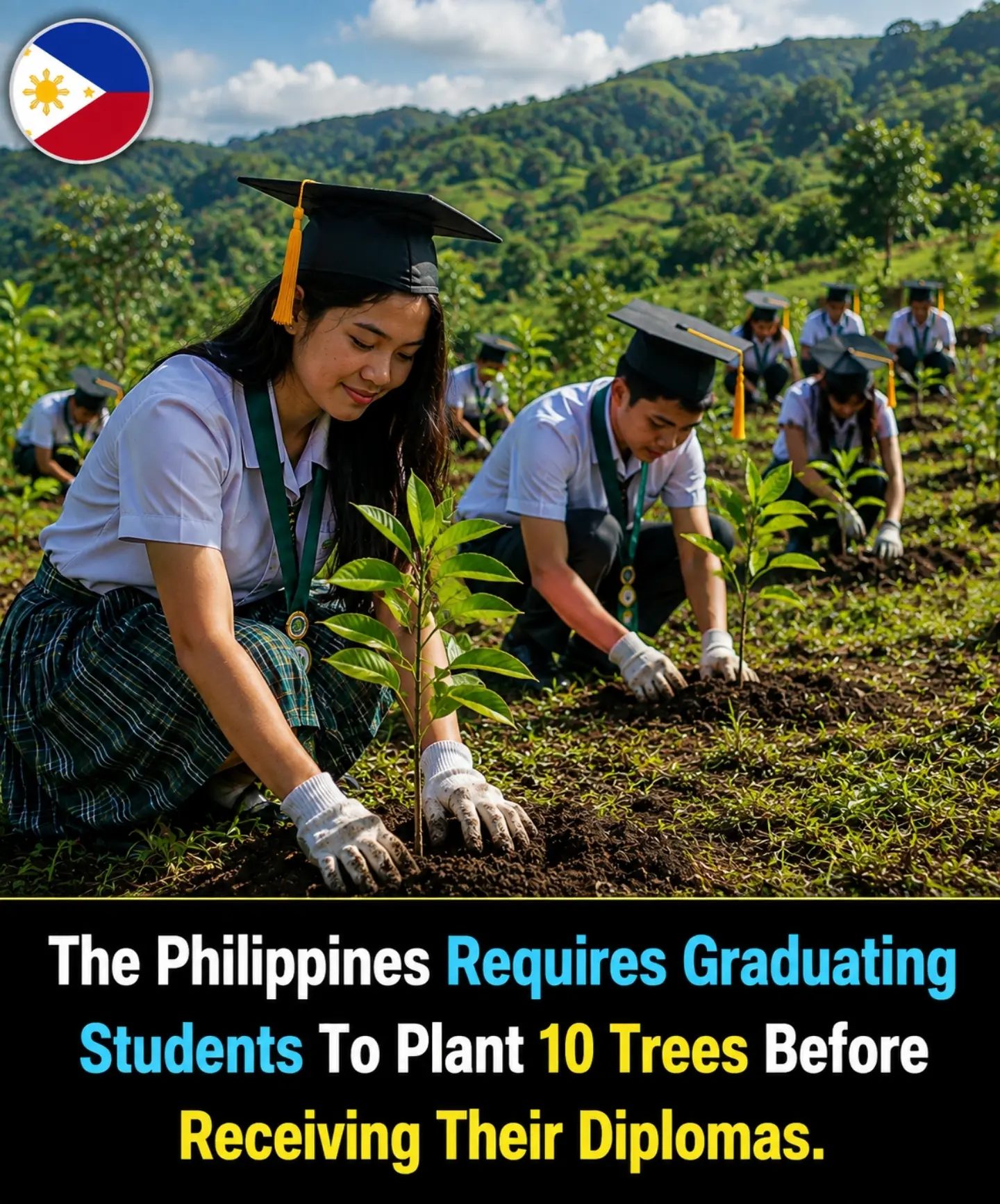 Philippine Graduates Plant 10 Trees for Diplomas