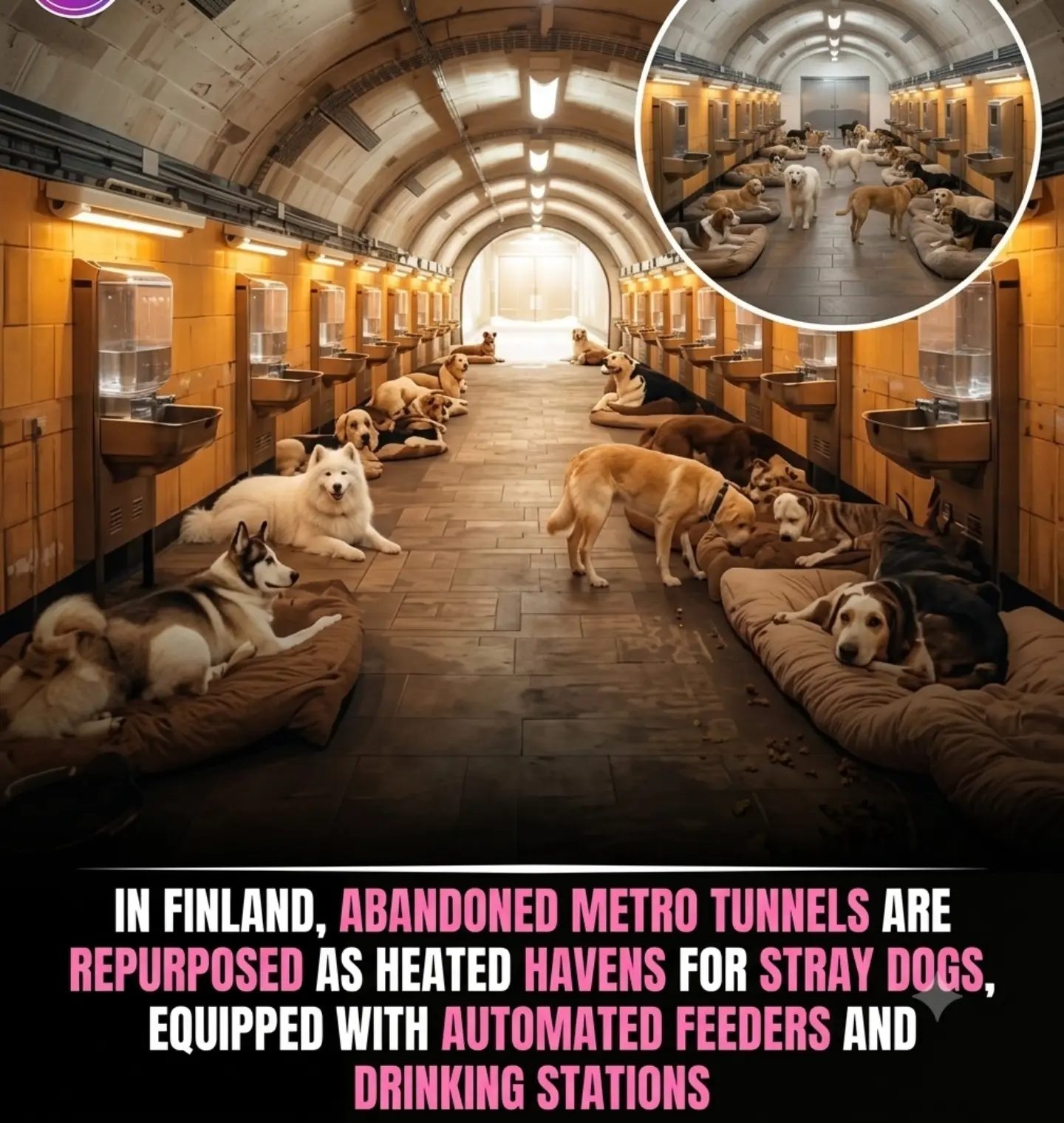 Finnish Shelter for Stray Dogs in Abandoned Metro Tunnels