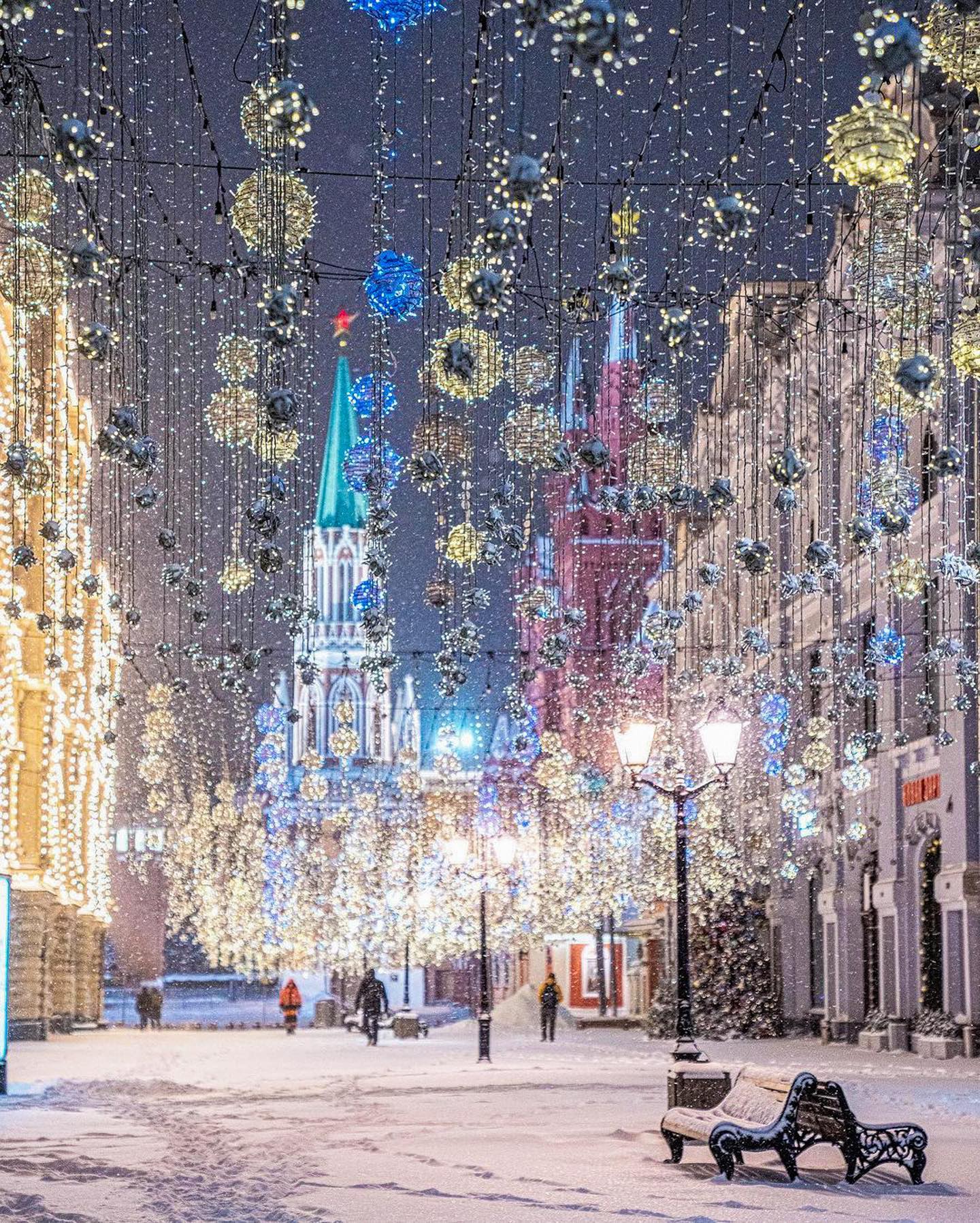 Moscow's Winter Lights and Snowy Streets