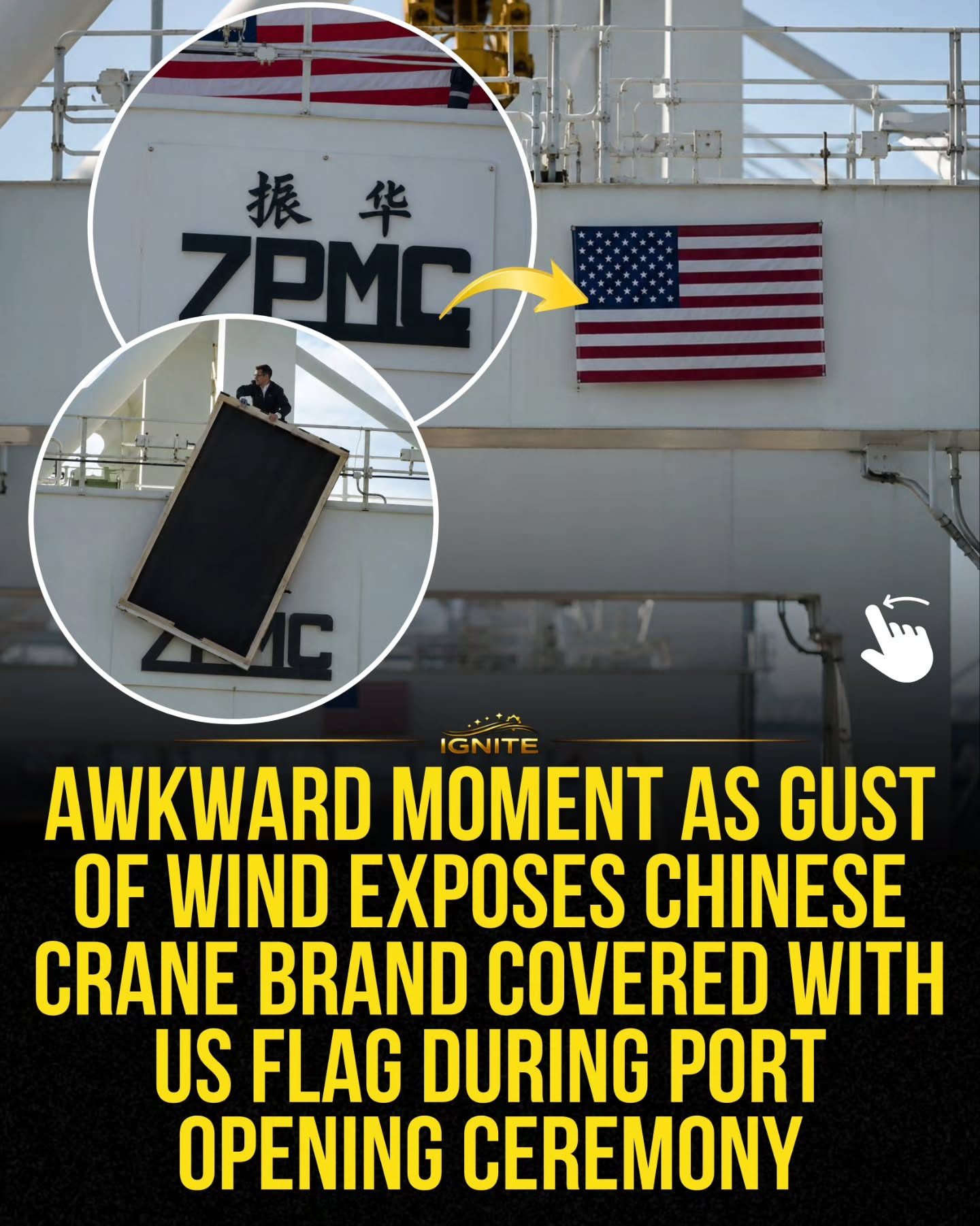 Giant Crane's Hidden Origin Revealed by Wind during Port Ceremony