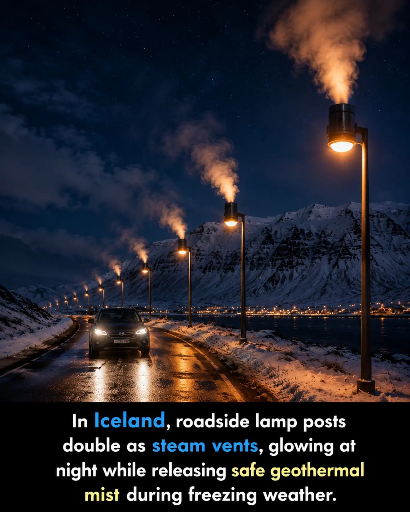 Iceland's Magical Nighttime Geothermal Scene