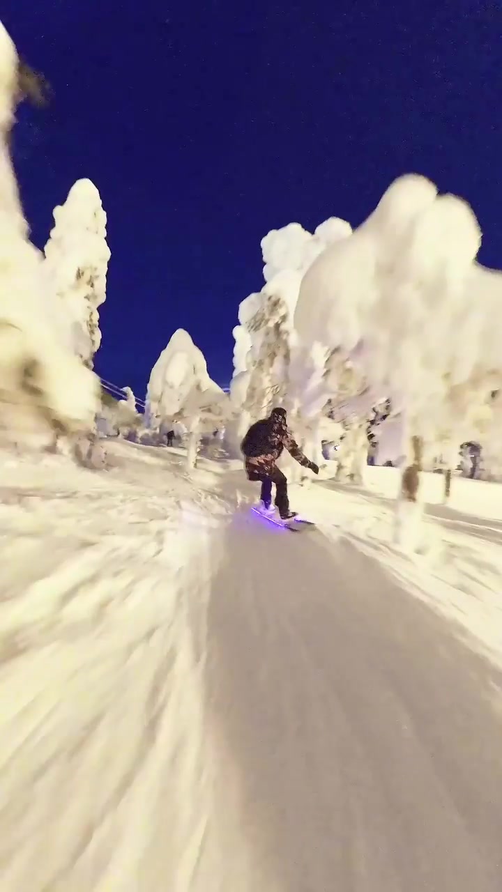 Night Snowboarding in Finland's Ruka Ski Area