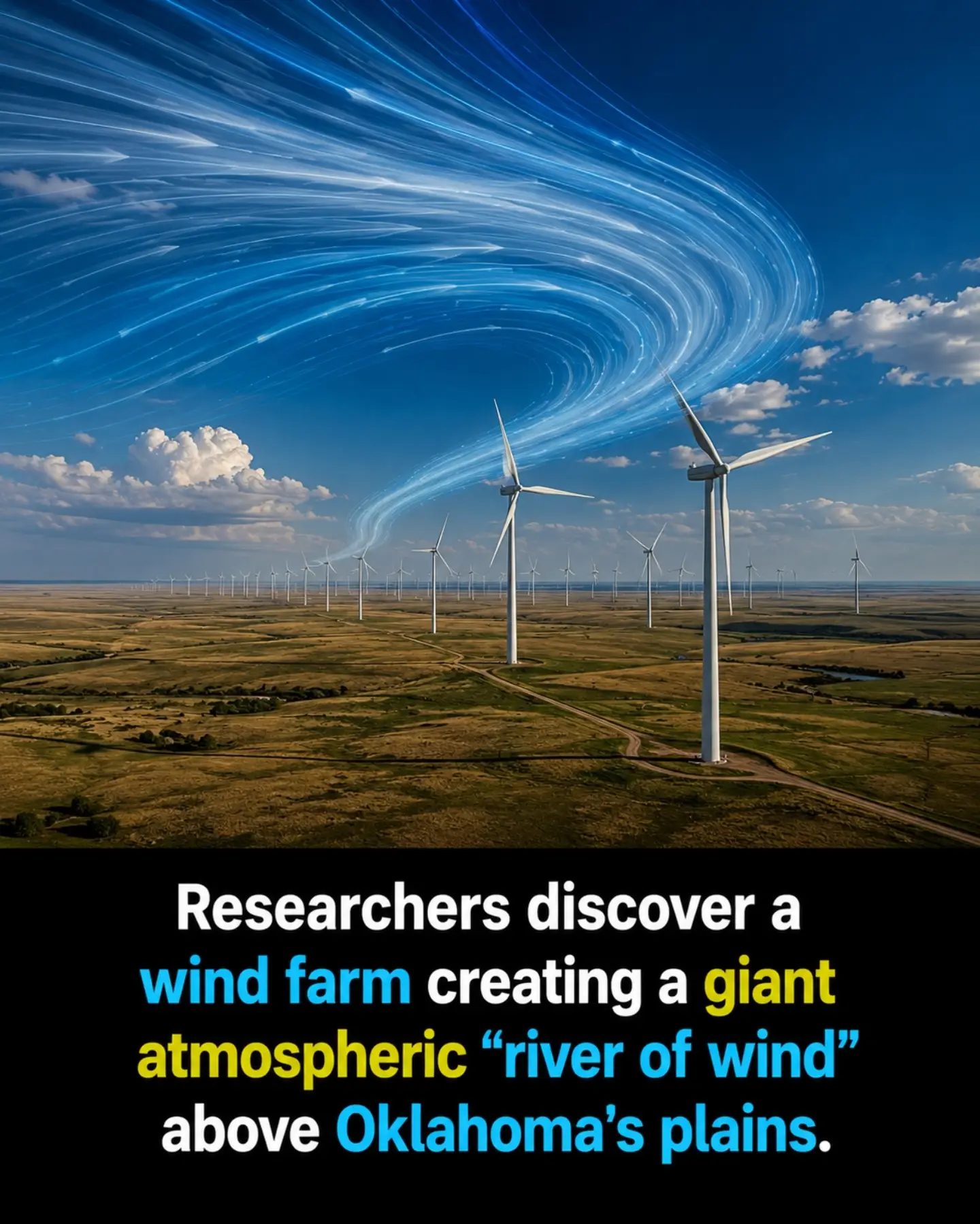 Wind Farm Creates Stunning Atmospheric River in Oklahoma