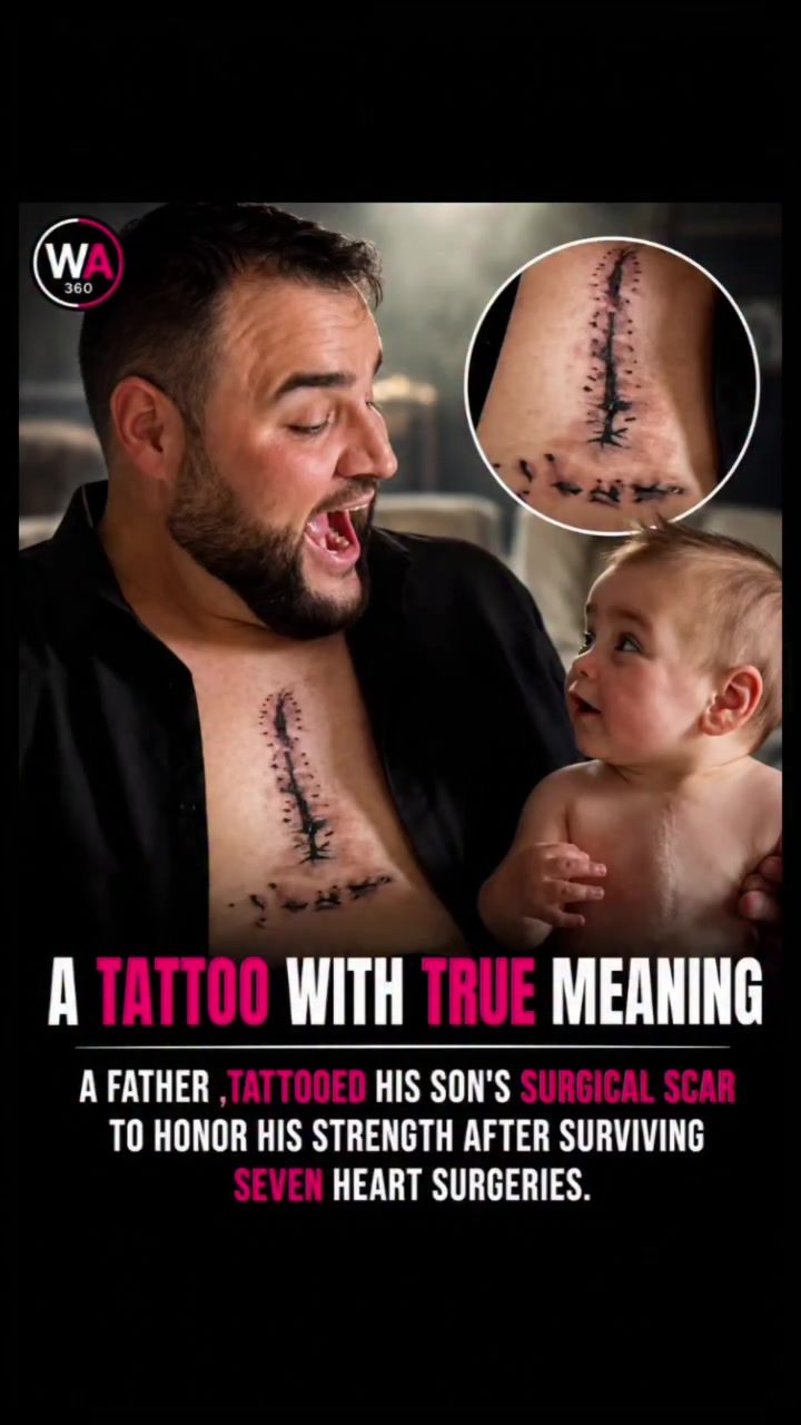 Inspirational: Father Honors Son's Strength with Surgical Scar Tattoo