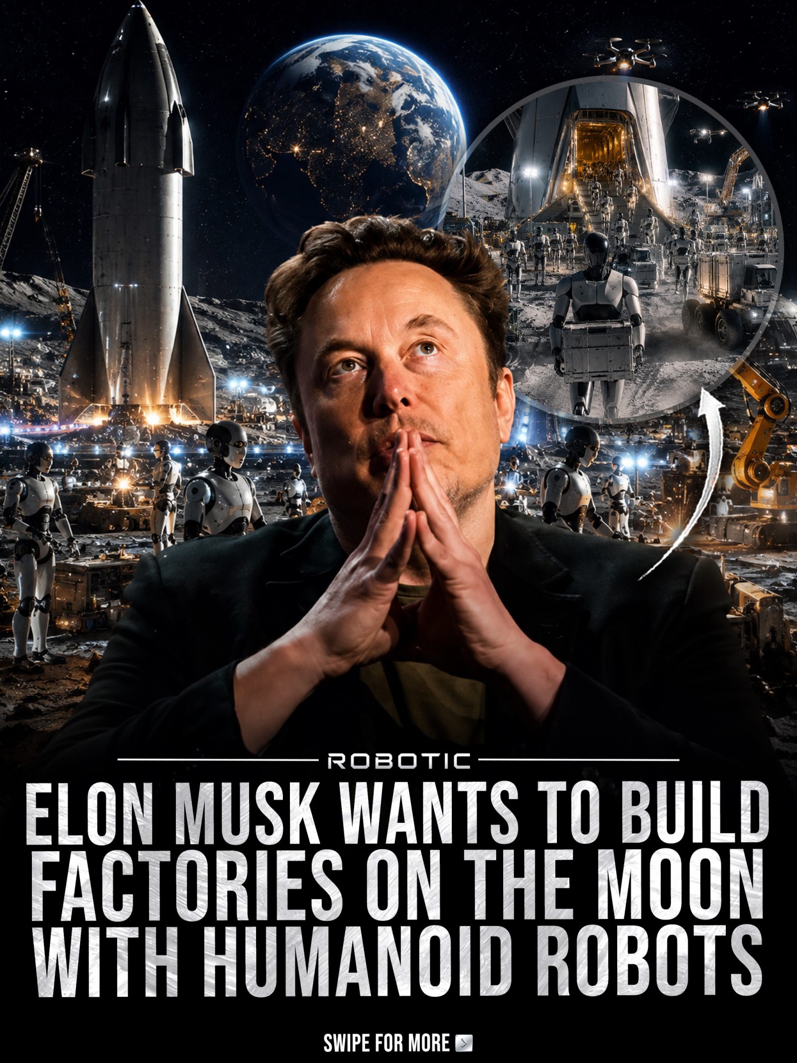 Elon Musk's Vision: Lunar Factories Built by Robots