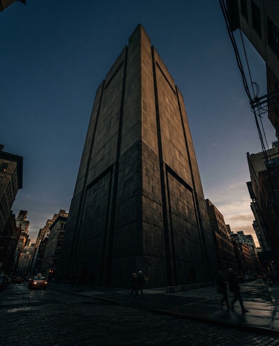 Urban Architecture: Dramatic Building at Dusk