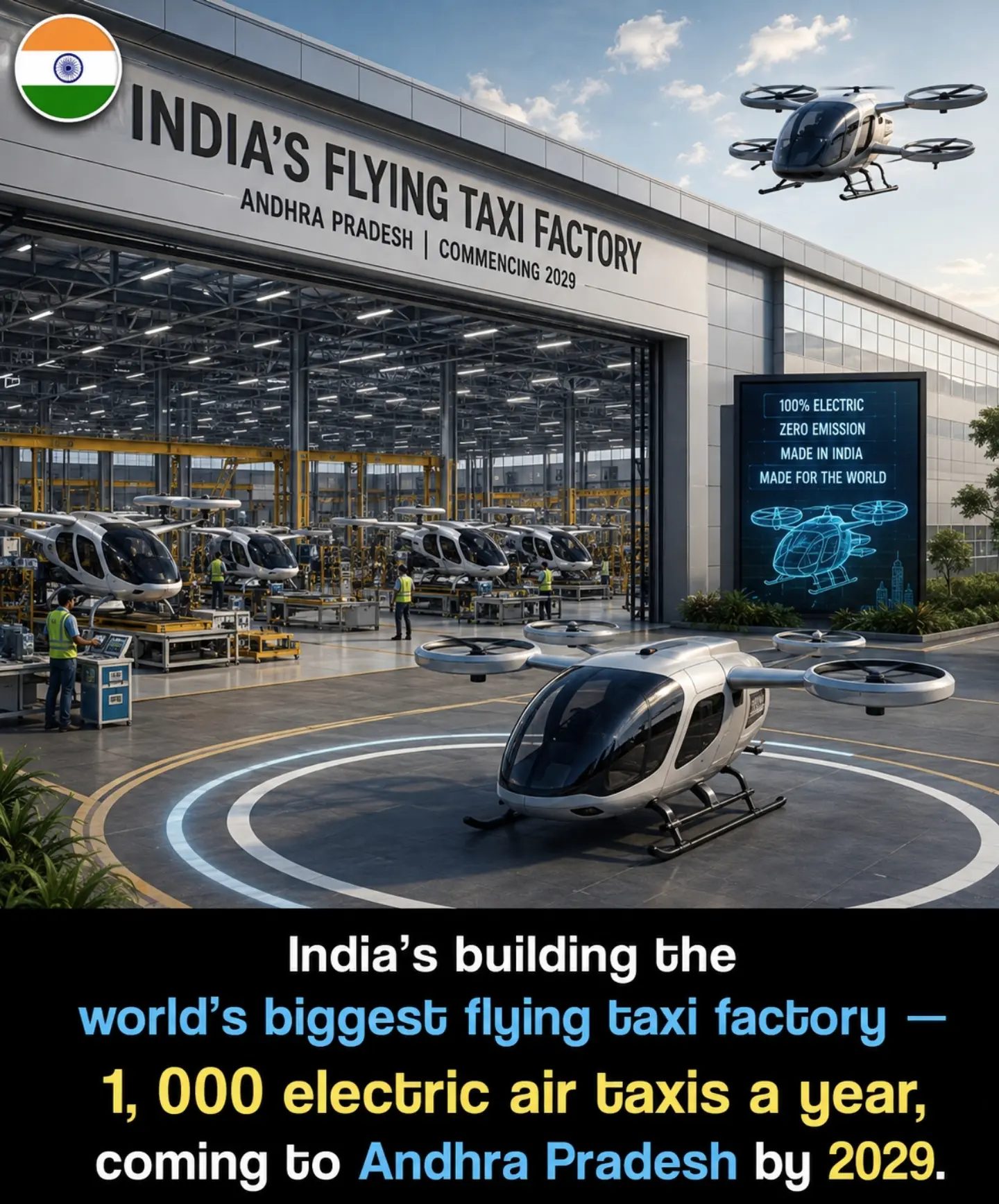 India's 2029 Launch: World's Largest Flying Taxi Factory