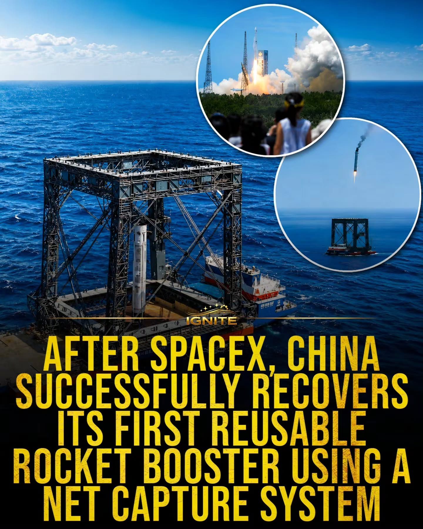 The First Reusable Rocket Booster Recovery by China Using Net Capture System