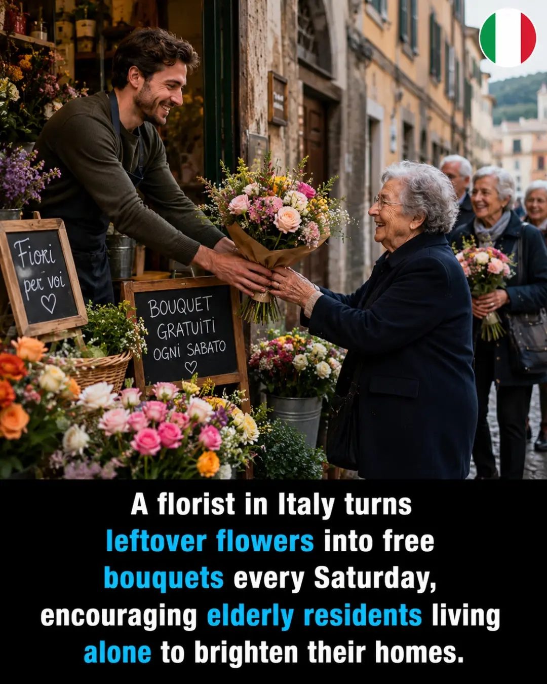 Florist in Italy Gives Free Bouquets to Elderly Every Saturday