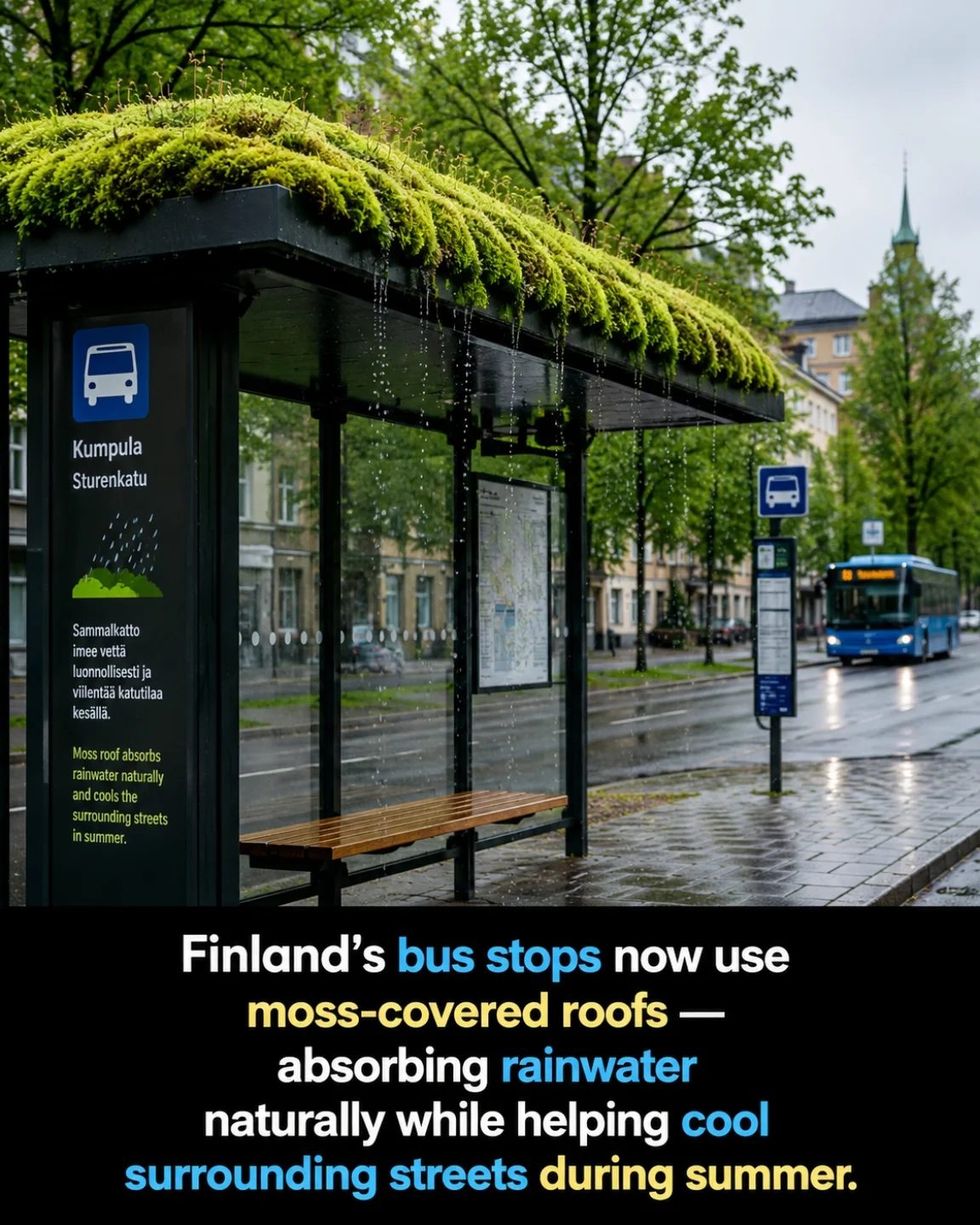 Finland's Moss-Covered Bus Stops: Cooling Cities Naturally