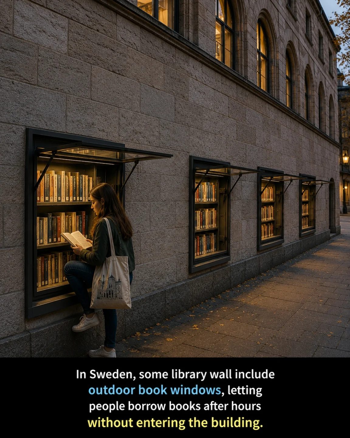 Sweden's Unique Outdoor Library Book Windows