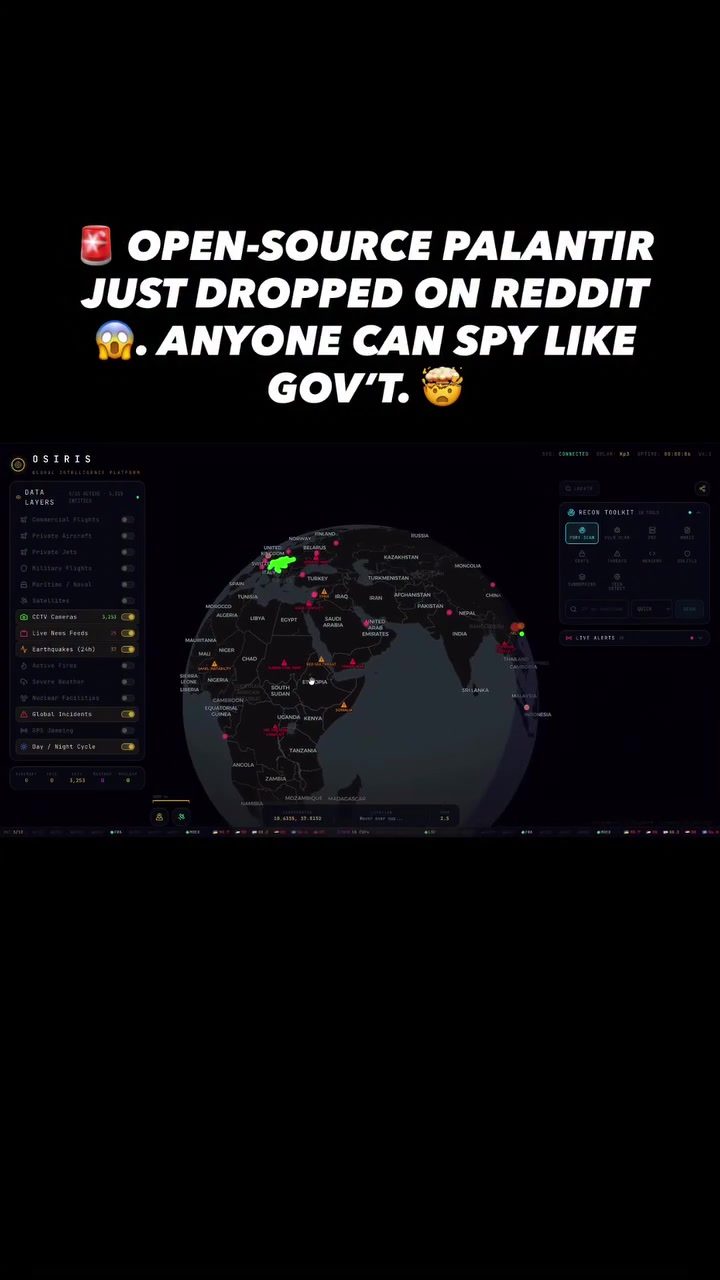 Palantir's Open-Source Osiris: Real-Time Global Surveillance