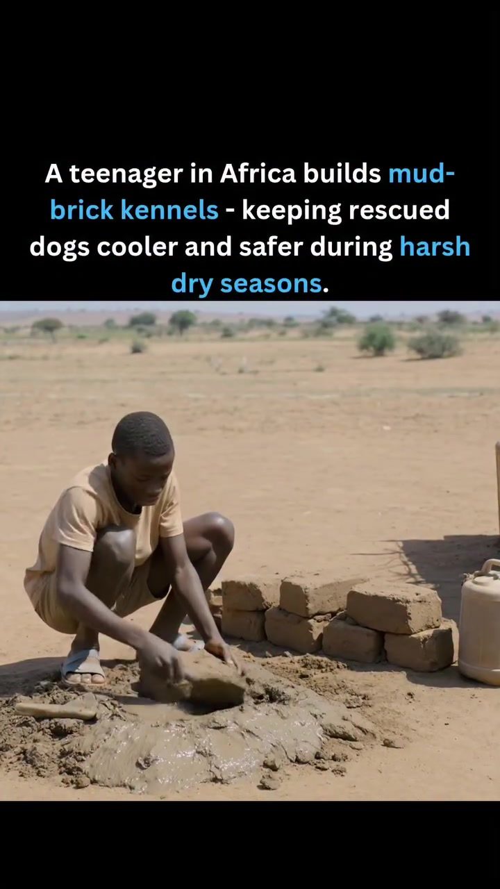 A Teenager Builds Mud Brick Kennels to Protect Dogs in Africa