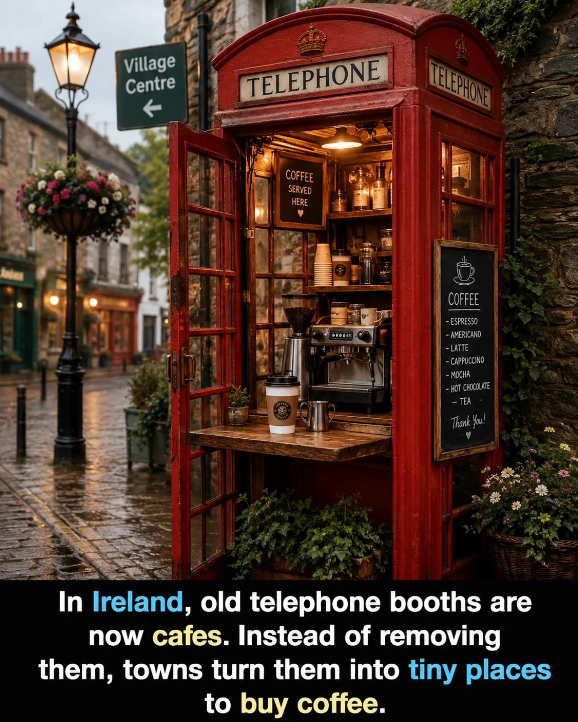 Ireland's Charming Cafe Trend: Red Telephone Booths as Coffee Shops