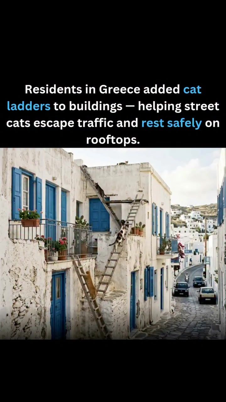Greece's Creative Cat Ladders: Rooftop Safety for Street Cats.