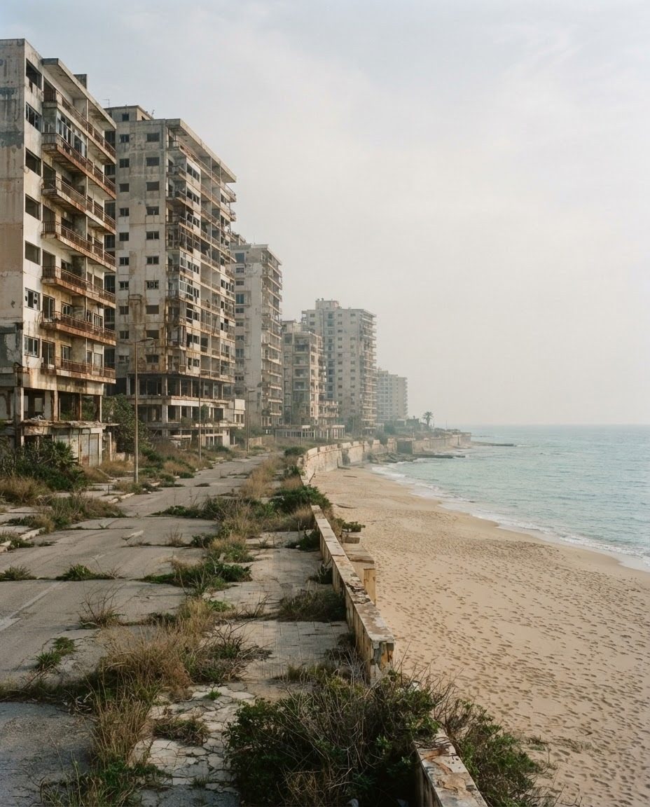 Abandoned Beachside Apartments: Conflict and Neglect
