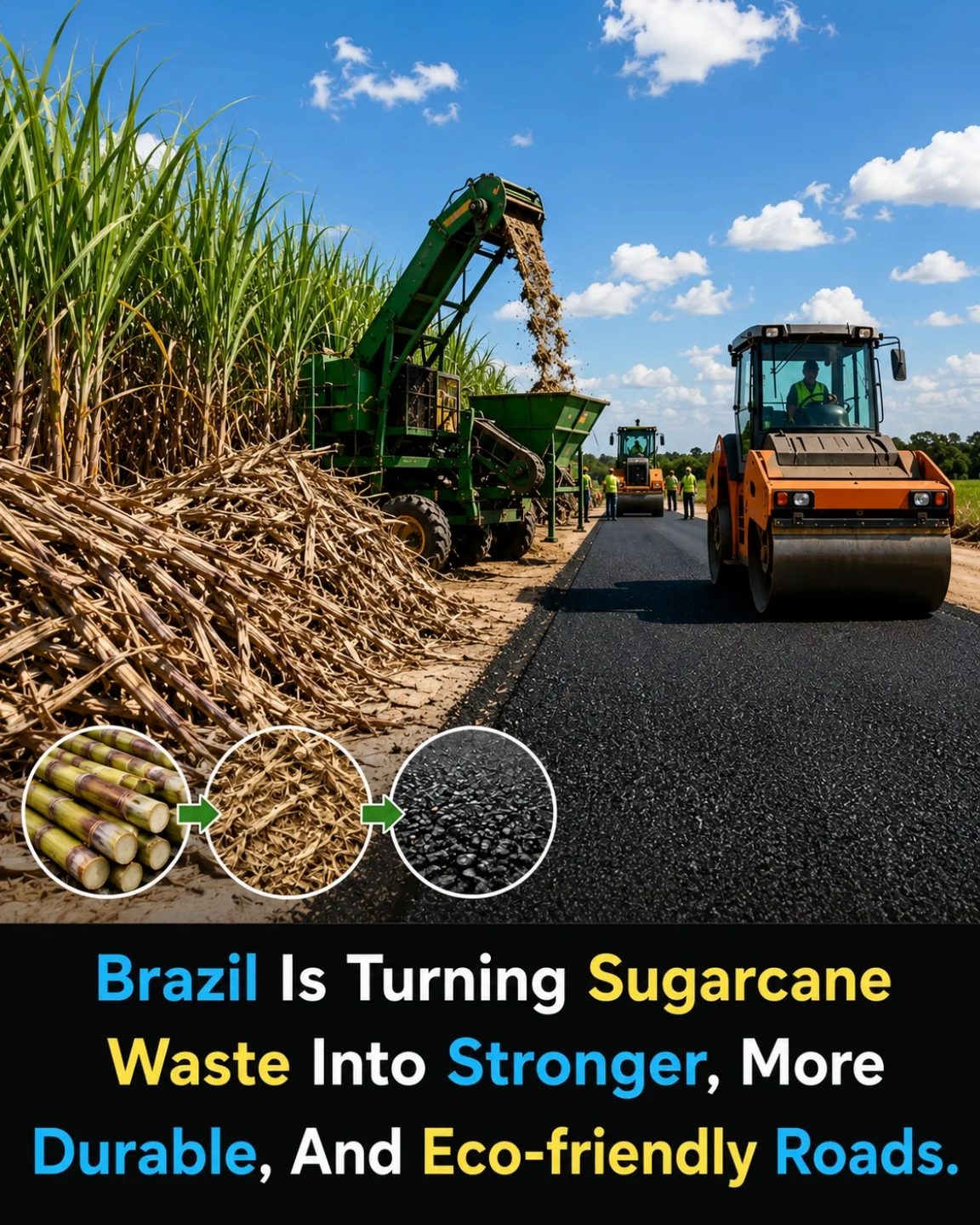 Sugarcane Waste Turned into Strong, Eco-Friendly Roads in Brazil