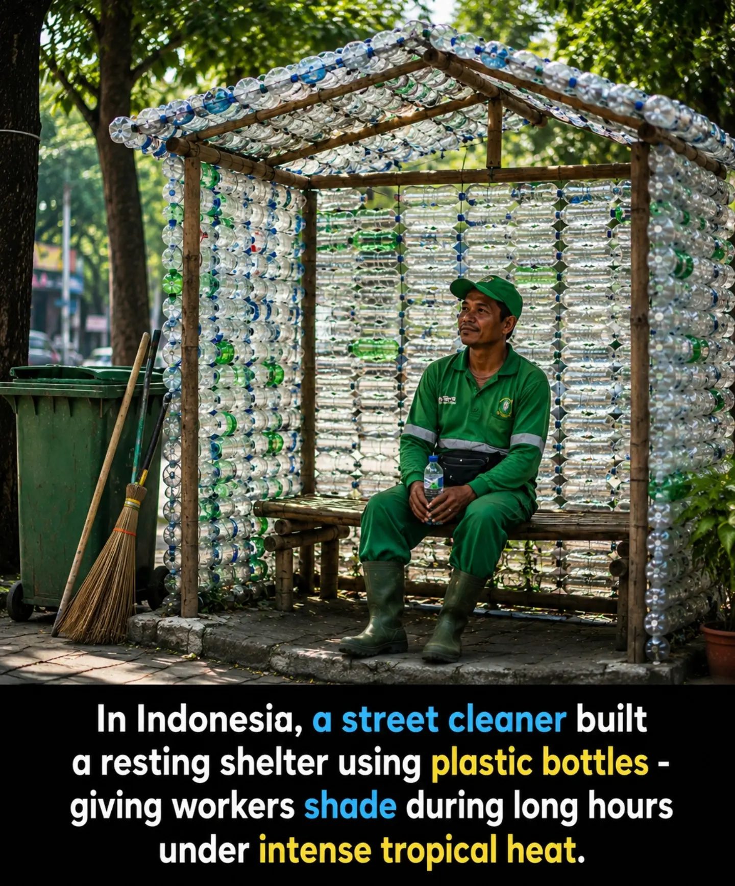 Indonesia's Inventive Plastic Bottle Shelter for Workers