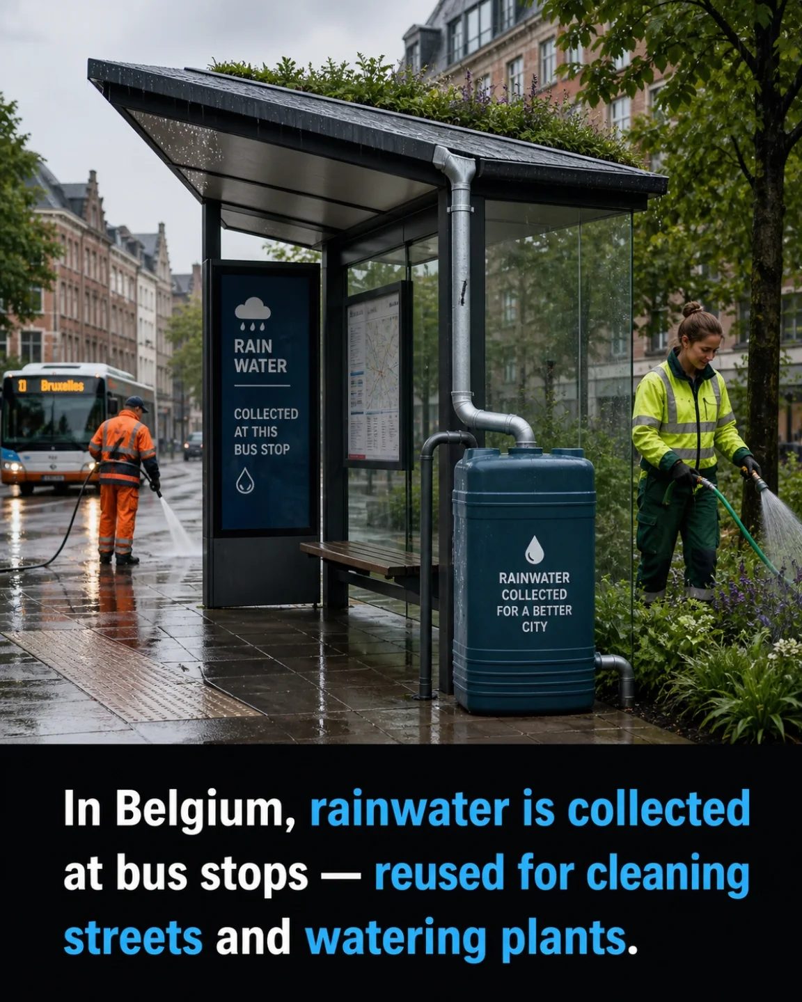Innovative Rainwater Harvesting at Bruxelles Bus Stops