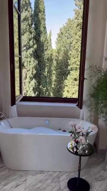 Luxurious Bathtub with a View for a Relaxing Bath Time