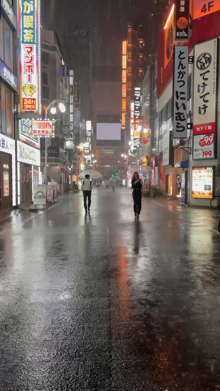 Nighttime Japan Cityscape Reflections