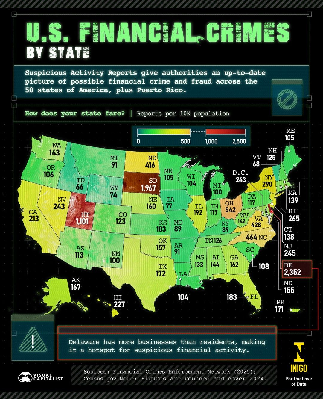 Financial Crime Hotspots in the U.S. by State