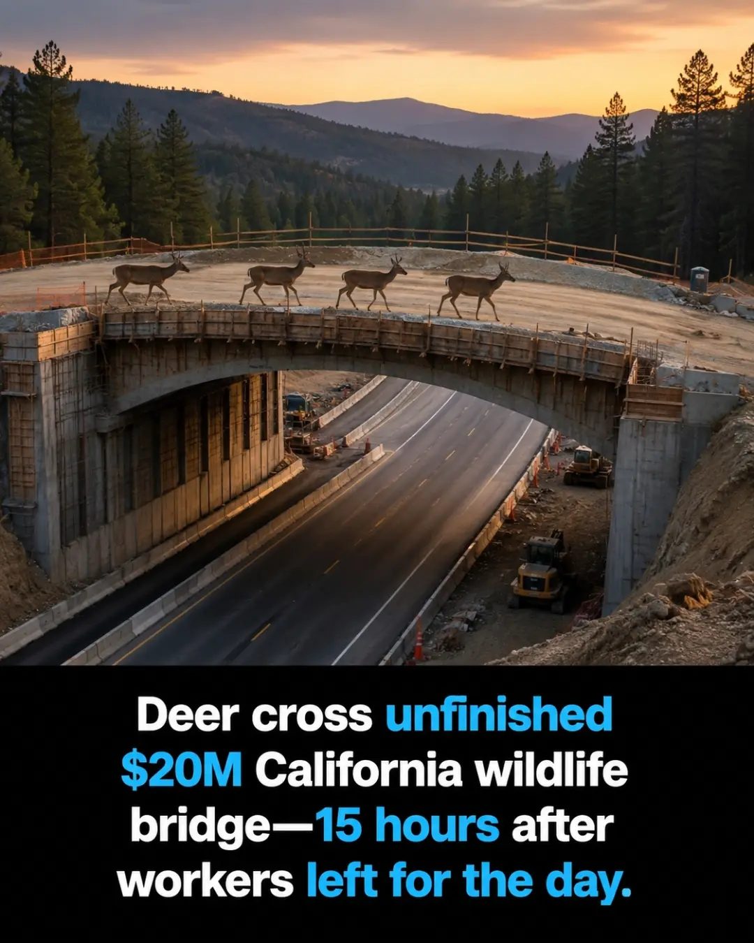 Deer Cross Unfinished Wildlife Bridge in California