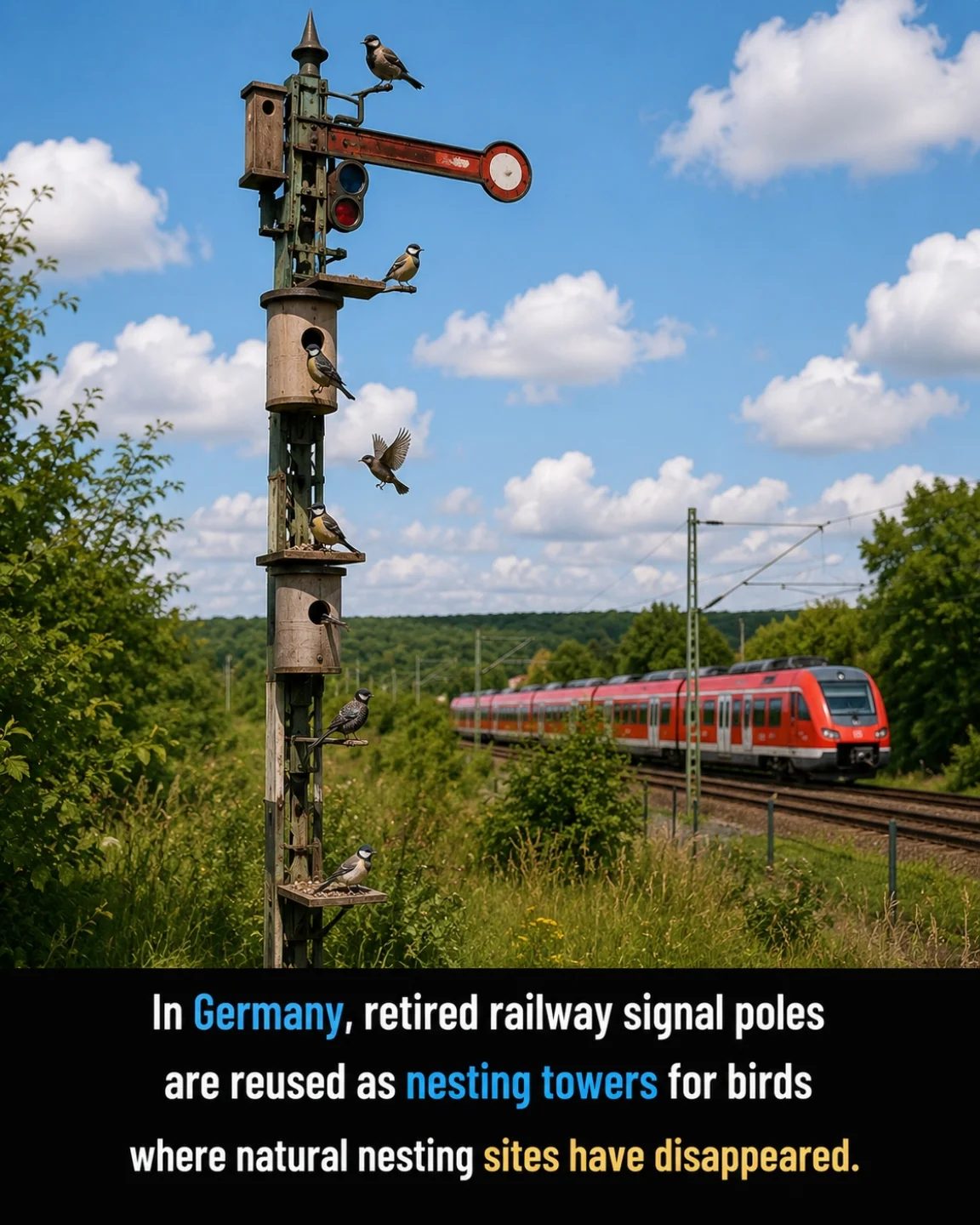 Innovative Bird Habitats: Repurposed Railway Poles in Germany
