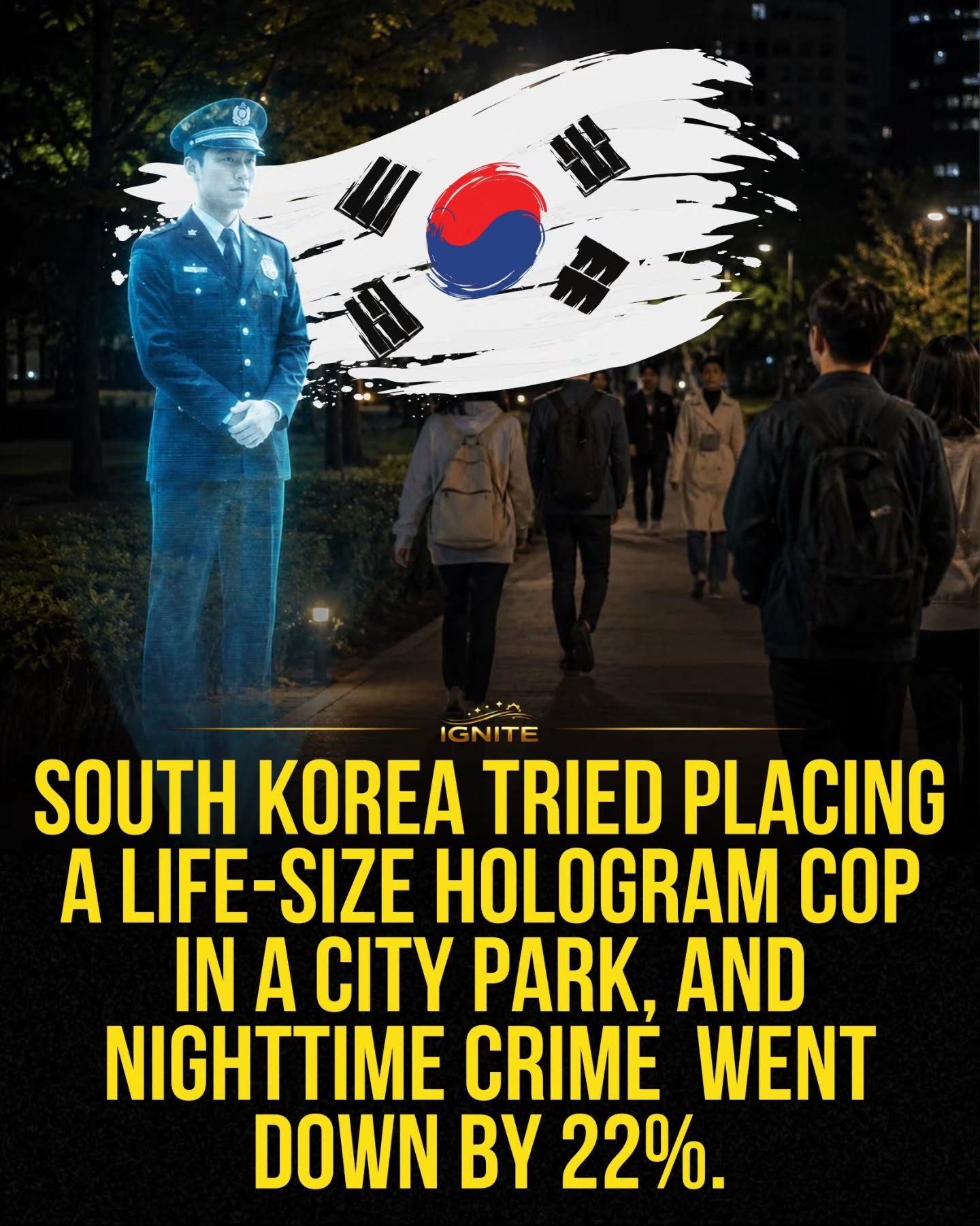 South Korea's Hologram Cop Experiment Reduces Night Crime