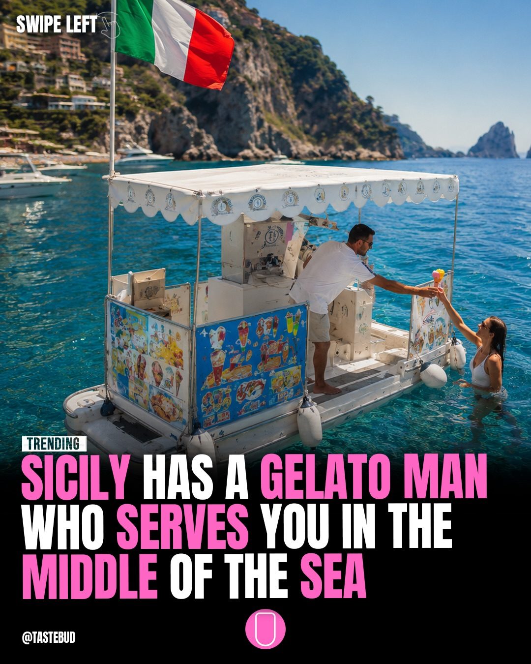 Enjoying Gelato While Swimming: Sicily's Gelato Boat