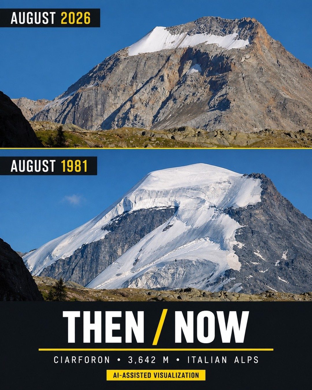 Ciarforon Glacier Retreat: 1981 vs 2026 Comparison