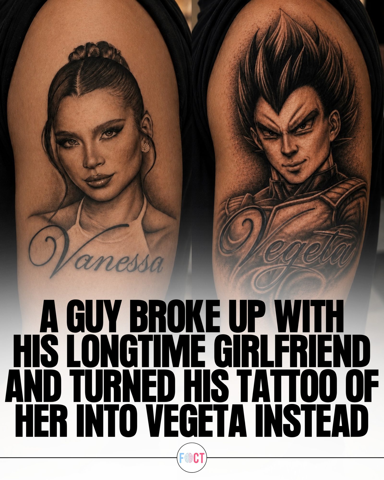 Man Turns Ex-Girlfriend Tattoo into Vegeta Transformation