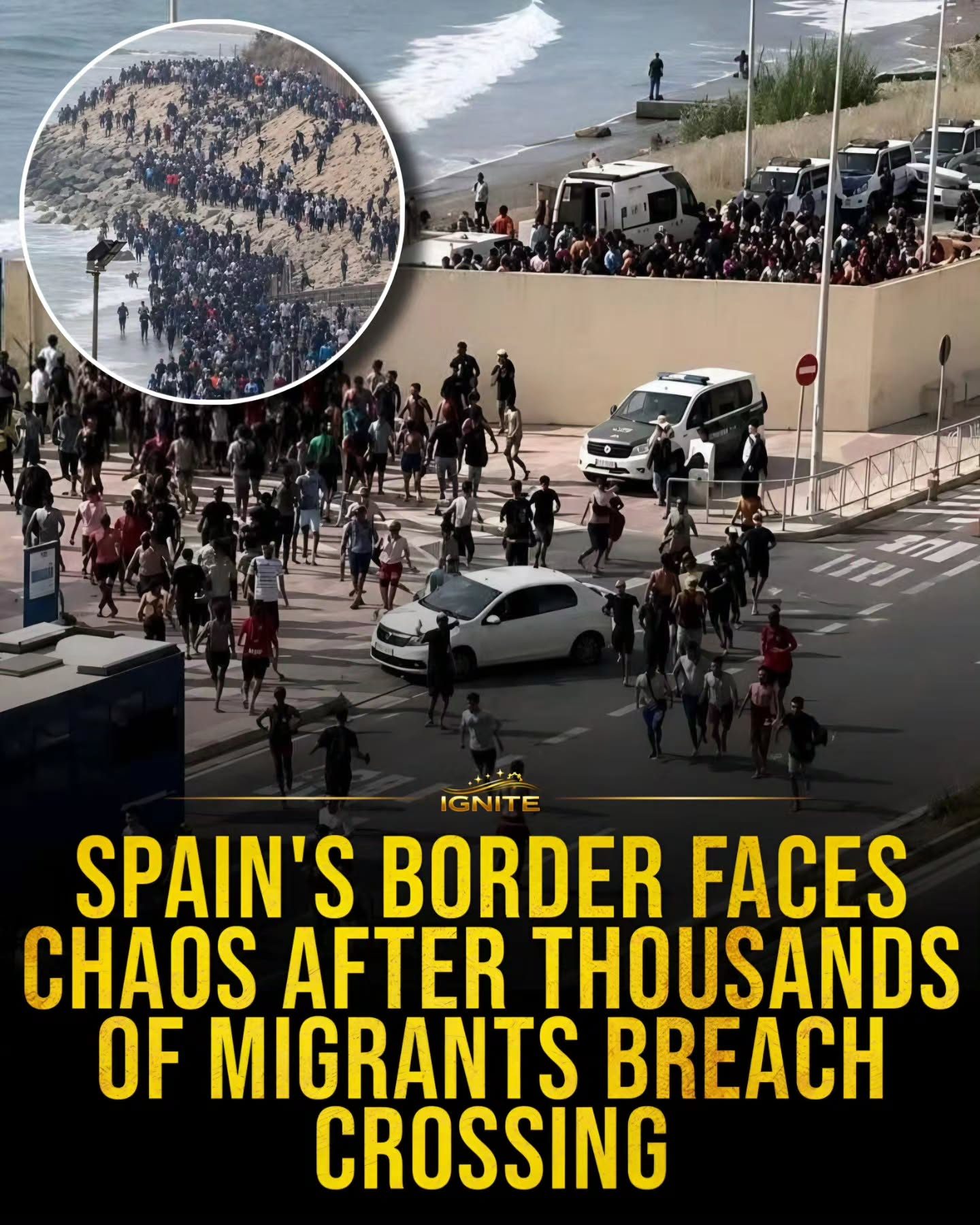 Chaos at Spain's Border as Thousands of Migrants Breach Crossing