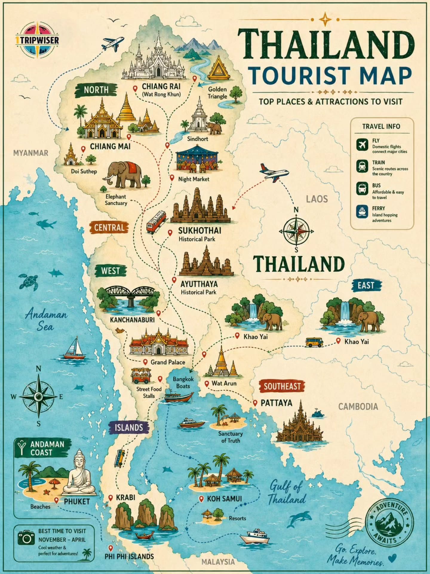 Thailand Tourist Map: Explore Top Destinations with TripWiser
