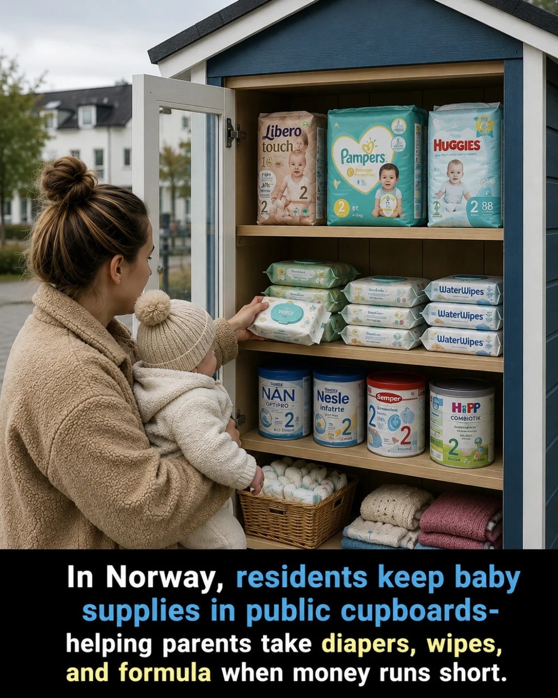 Public Cupboards Offer Free Baby Supplies in Norway