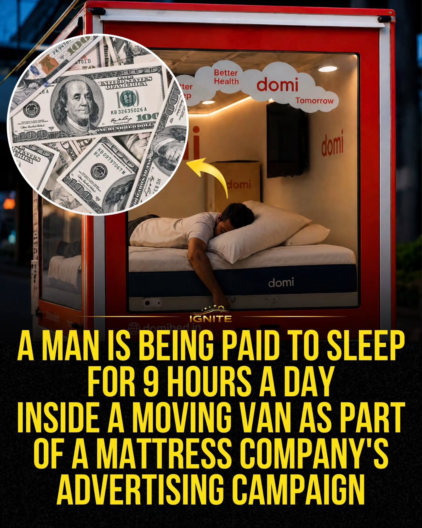 domi's Paid Sleep Experiment: Man Earns for 9-Hour VAN Slumber