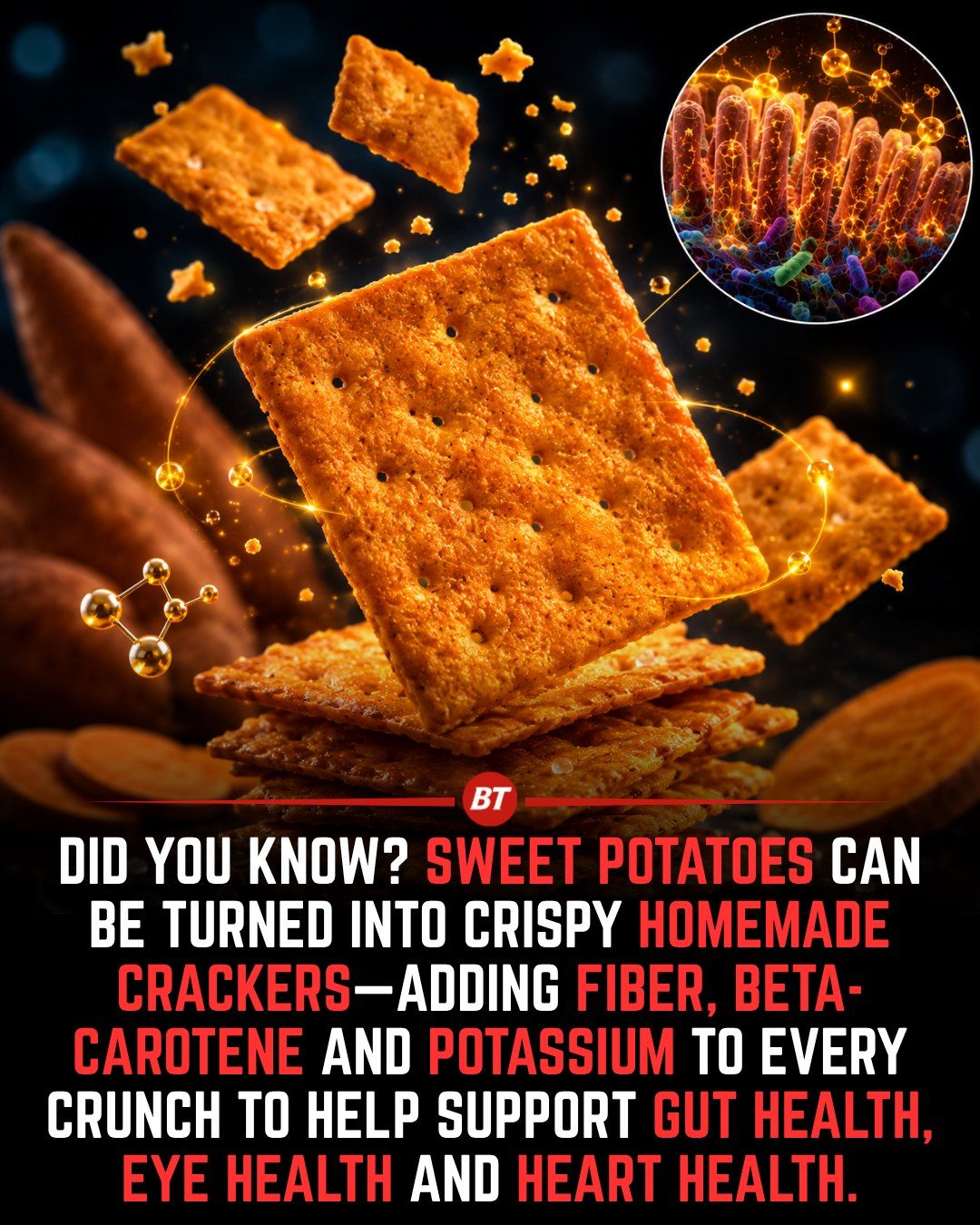 Crispy Sweet Potato Crackers for Gut and Heart Health
