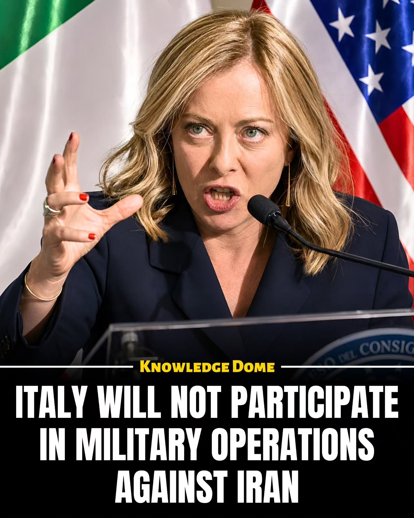 Italy's Meloni Declares No Military Action Against Iran