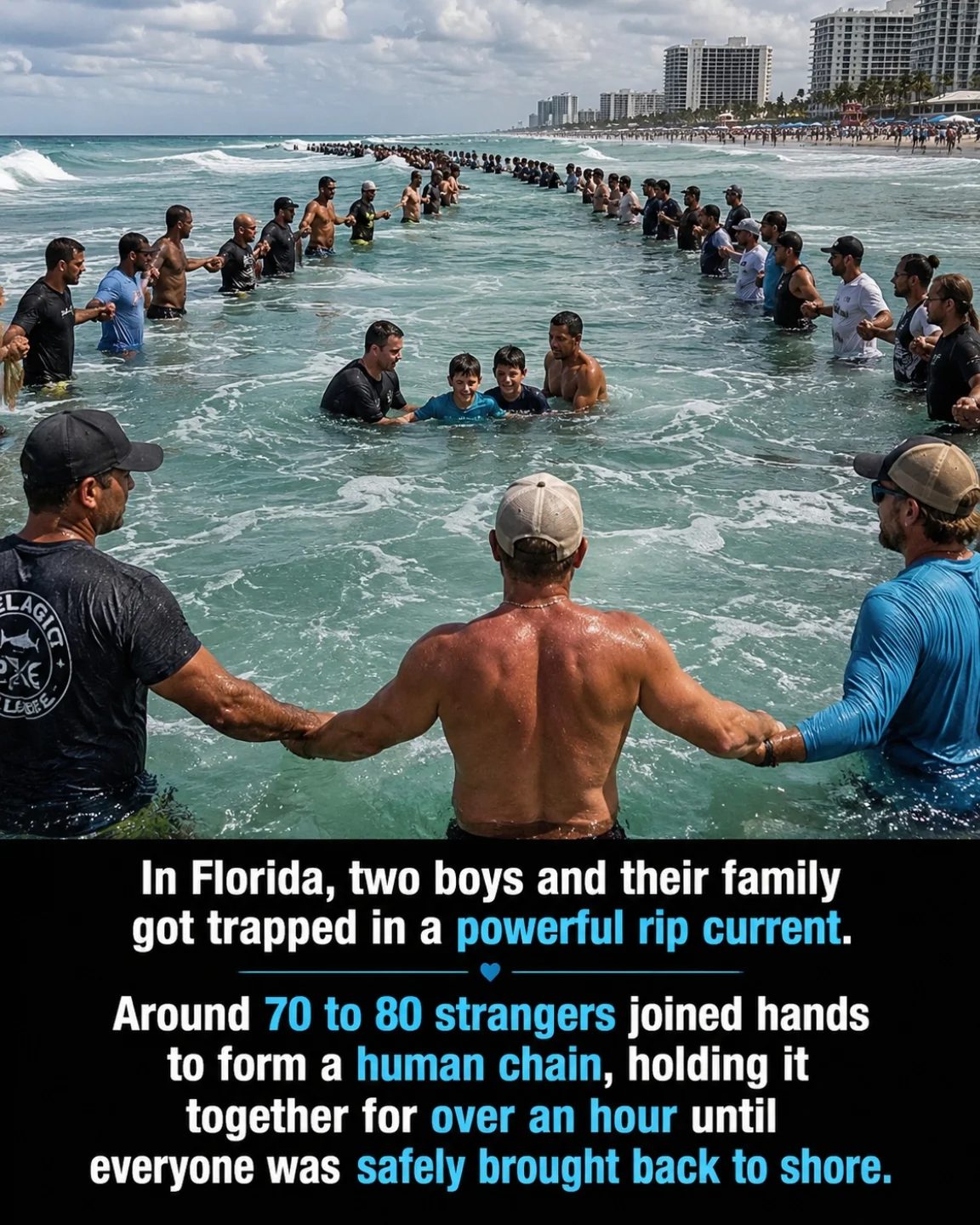 A remarkable human chain rescue saves family from Florida rip current