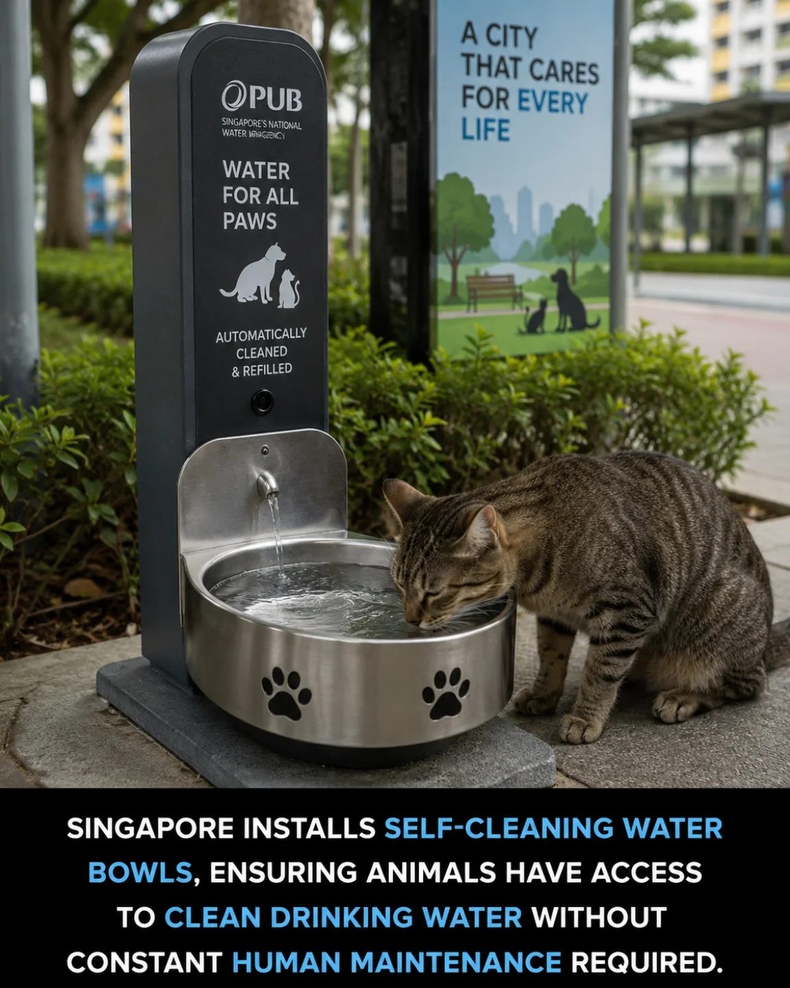 Singapore Installs Self-Cleaning Pet Water Fountains