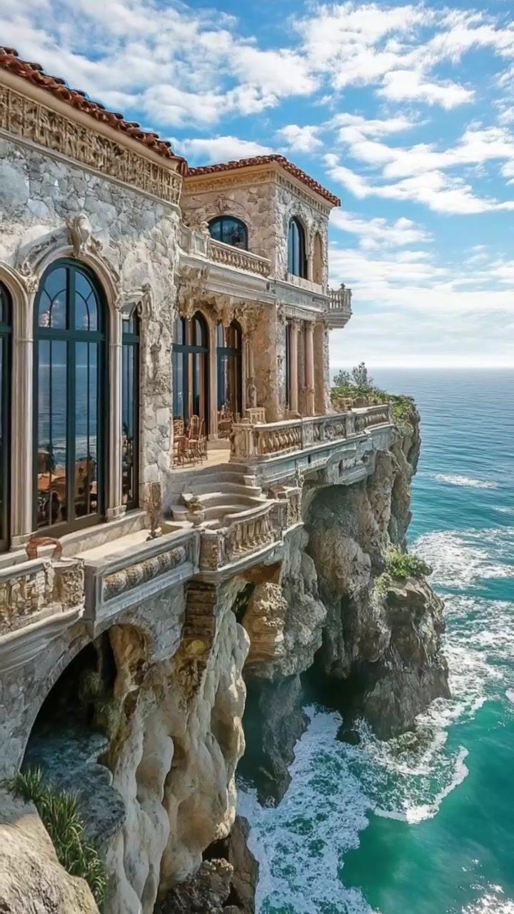 Inside a Luxurious Cliffside Mansion: Ocean Views and Ornate Design